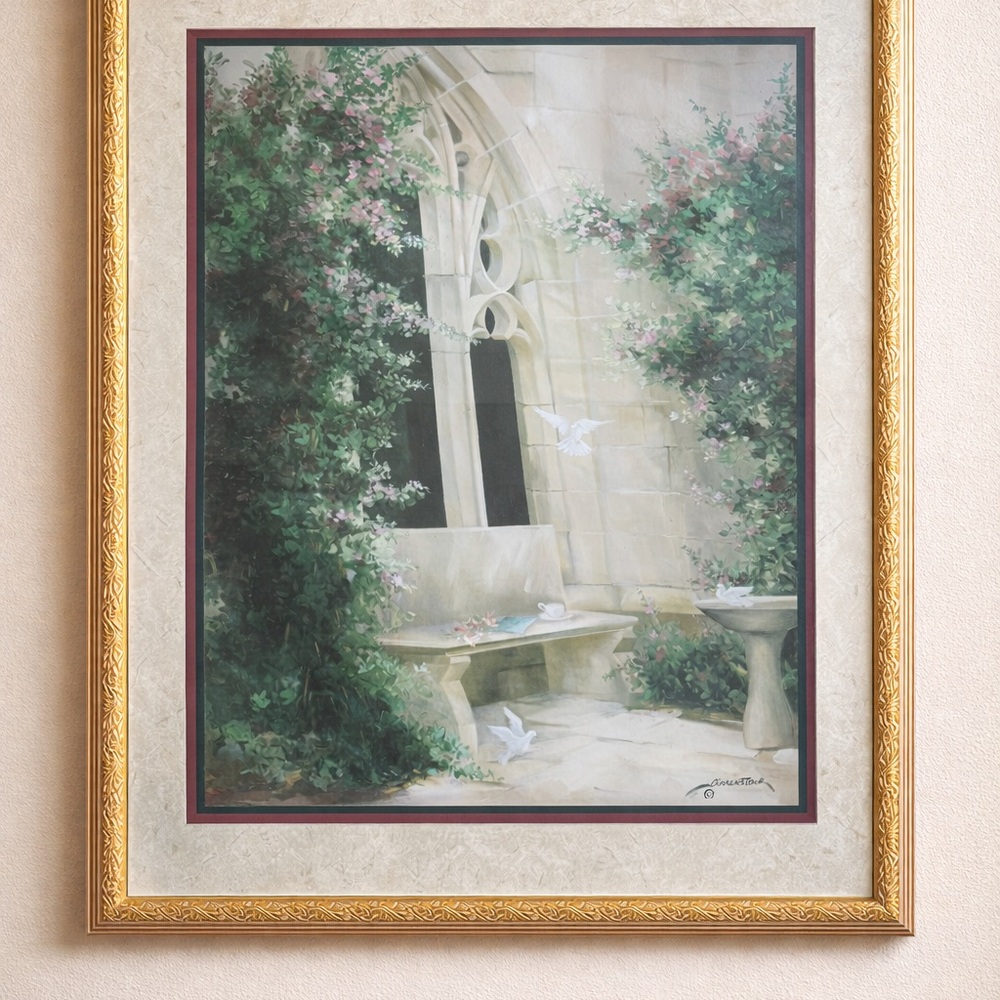 Elegant Garden Scene Framed Art